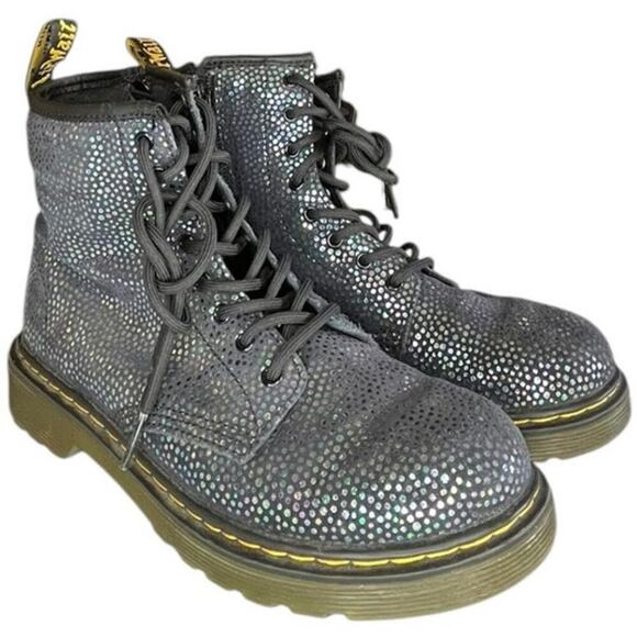 Unisex Dr. Martens Pascal 1460 Lace-Up Metallic Suede Combat Boot SZ M4/W5 Black - Picture 4 of 7